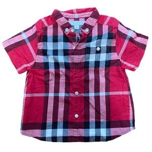 Burberry Short Sleeve Red Plaid Button 18M